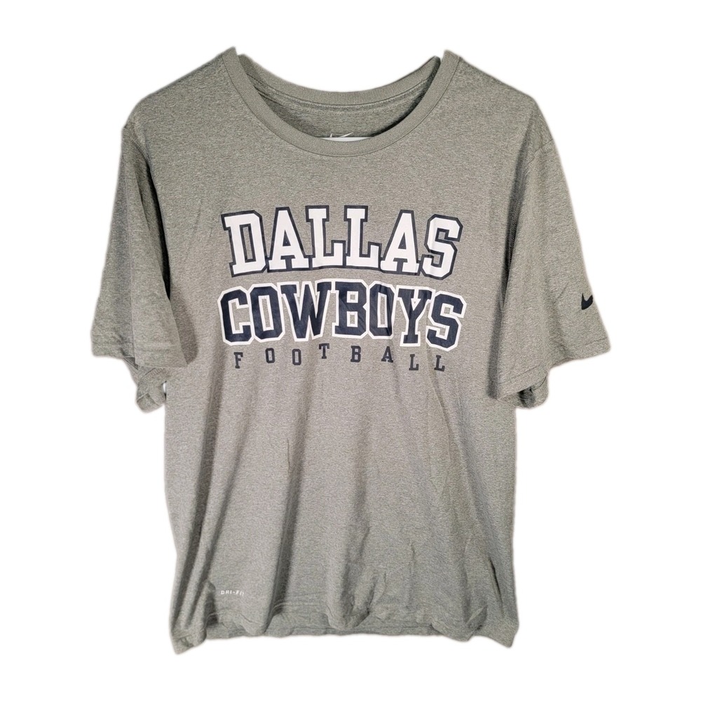 Nike Dallas Cowboys Shirt Sz Large Grey Dri-FIT NFL Football Graphic Tee Swoosh